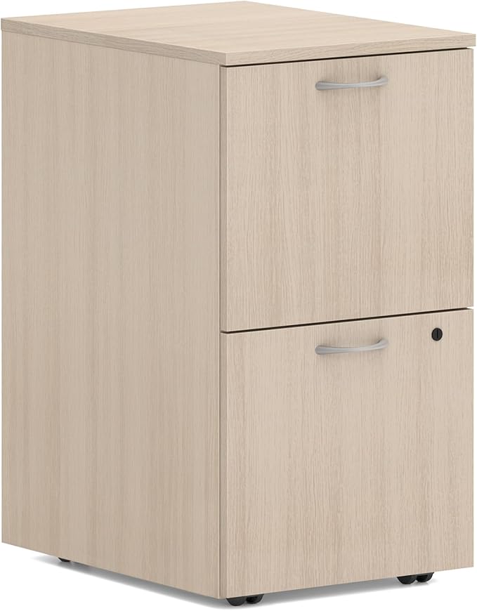 HON MOD 2 Drawer File Cabinet On Wheels, Mobile Pedestal with Filing Cabinets for Home Office, 15" W Portable Storage, Desert Oak
