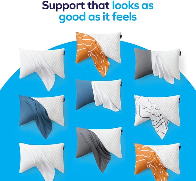 Sidney Sleep Adjustable Curved Pillows for Neck and Shoulder Support with Extra Shredded Fill - Cervical Contour Pillow for Side and Back Sleeper - King Size - 19" x 36" CertiPUR-US Certified (Grey)