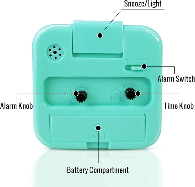 Lamisola Small Battery Operated Analog Alarm Clock, Travel Clock, Quieter Bedside Clocks for Bedrooms Bathroom Shelf Desk, Green