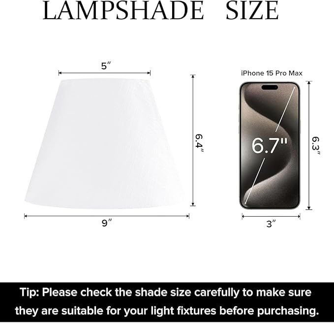 GOSO 9" Small White Lamp Shades for Table Lamps Set of 2 Bell,5"×*9"×6.4" (Spider) Modern Wall Lamp Shade Linen Replacement for Bedroom,Scalloped Lampshade Fabric-No Assembly Required