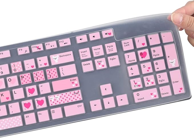 Keyboard Cover Skins Compatible with Dell KM636 Wireless Keyboard & Dell KB216 Wired Keyboard & Dell Optiplex 5250 3050 3240 5460 7450 7050 & Dell Inspiron AIO 3475/3670/3477 All-in one Desktop-Lovly
