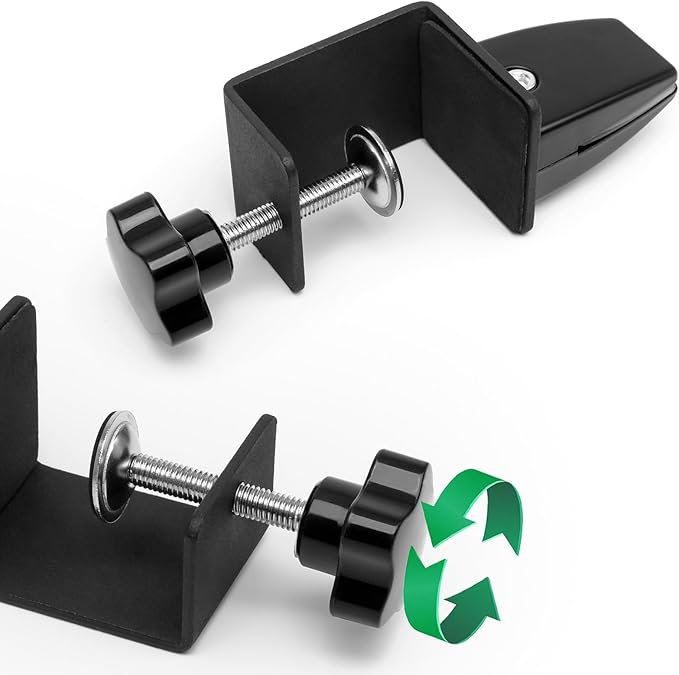 4-Pack Sneeze Guard Clamps for 1/8"" to 1"" Thick Panels, Adjustable Desk Partition Clips, Easy-to-Install Desk Privacy Panel Clips, Ideal for Office and Home Use, Black, 8HY-I0K-JXP340
