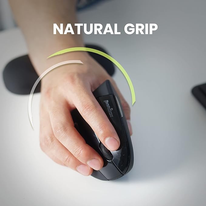 Perixx PERIMICE-713 Wireless Ergonomic Vertical Mouse - 800/1200/1600 DPI - Right Handed - Recommended with RSI User