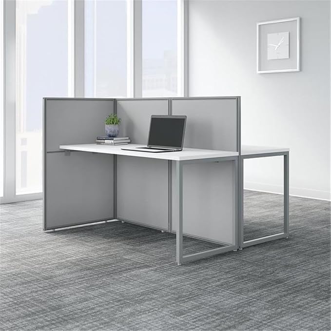 Bush Business Furniture Cubicle Desk with Privacy Panels | Easy Office Collection Two Person Table Workstation | 60Dx60Wx45H