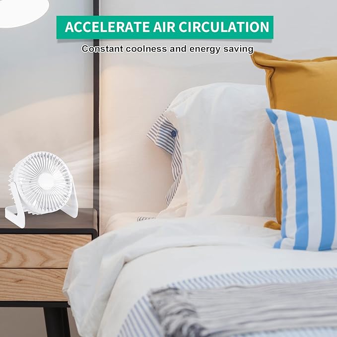 Geelin 4 Pcs Desk Fan 5 Inch Small Table Fan Desktop USB Office Speeds Portable Quiet Operation and 360 Degree Rotate, Convenient Carry Handle Personal Table for Home, Office (Multi Color)