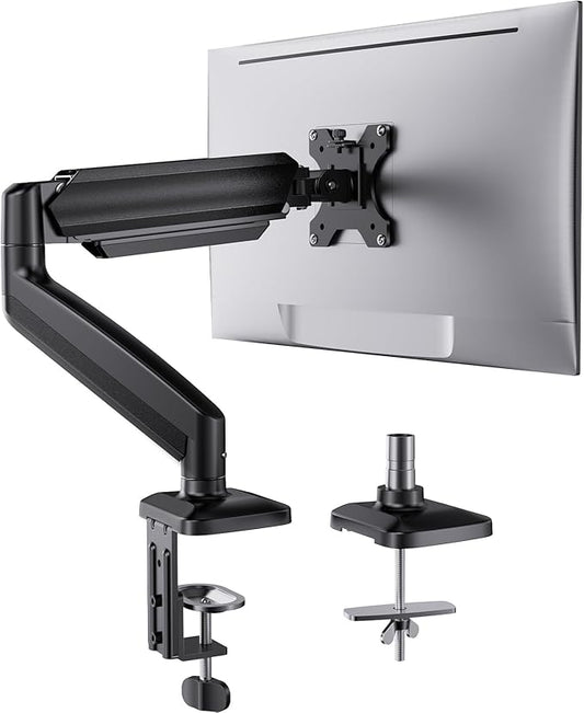 HUANUO Single Monitor Mount, Adjustable Monitor Arm for 13–34 Inch Screen Up to 22lbs, C-Clamp & Grommet Base, Ergonomic Stand for Work and Gaming, VESA 75x75mm or 100x100mm