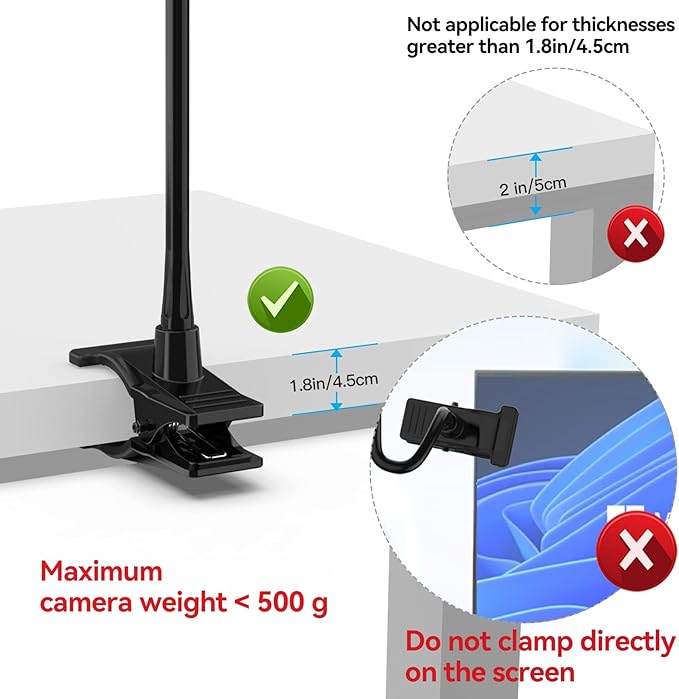 Smatree Flexible Jaws Flex Clamp Mount Gooseneck Extension Compatible for OSMO 360,Webcam C925e/C922x/C922/C930e/C930/C920x,N60/Hello Cam,Gopro Hero13/12/11/10/9/8/7/6/5/4/2018/Arlo Ultra/Pro 2/Pro 3