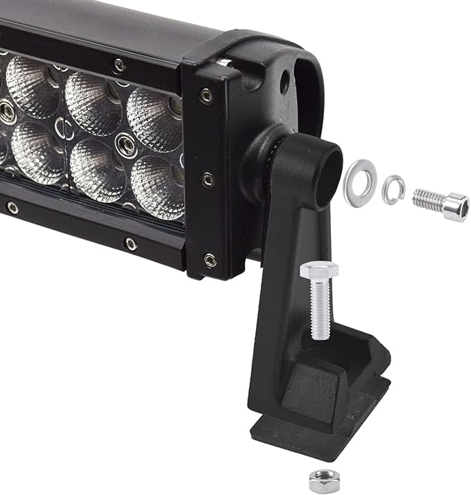 Eyourlife Universal Side Mounting Bracket for Double Row Straight or Curved LED Light Bar - Rubber Pad Included (Pack of 2)