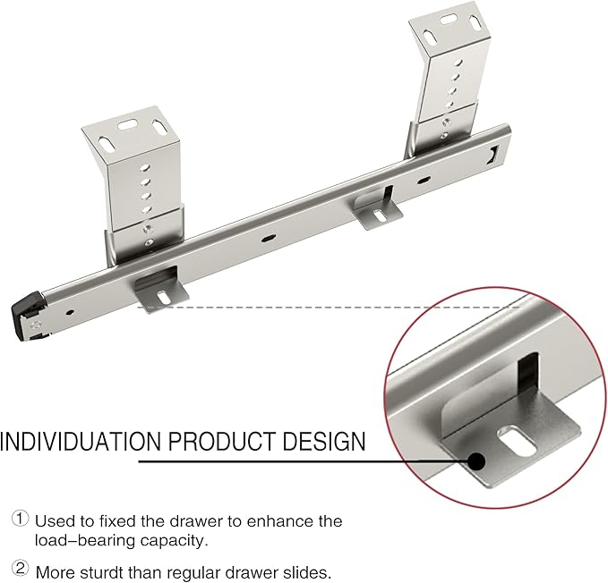 FRMSAET Heavy Duty 12/14/16/18 inches Thickness Steel Construction Ball Bearing Keyboard Slides Keyboard Drawer Slides Tray Accessories Cabinet Furniture Hardware Rails (16 inches, Silver)