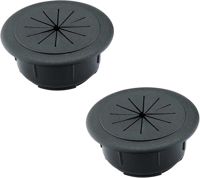 2 Pack 2 Inch Flexible Desk Grommet, ABS Cable Hole Cover for Home Office Table Wire & Cord Management- Black
