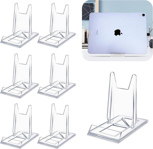 6 Pack Clear Acrylic Adjustable Desktop Book Stand & Display Easel for Tablet Phone Clutch Bag Plate Artwork Magazine Picture Comic Album CD Postcard - Home Office Back to School