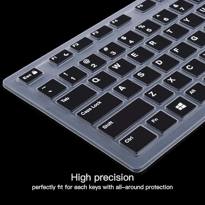 imComor Keyboard Cover for Dell KM636 Wireless & Dell KB216 Wired Keyboard/Dell Optiplex 5250 3050 3240 5460 7450 7050/Dell Inspiron AIO 3475/3670/3477 All-in one Desktop Keyboard Cover, Black