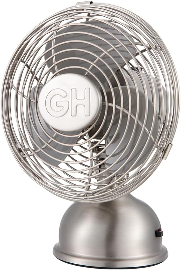 Good Housekeeping (92512) All-Metal USB-Powered 5" Oscillating Personal Fan (Brushed Nickel)