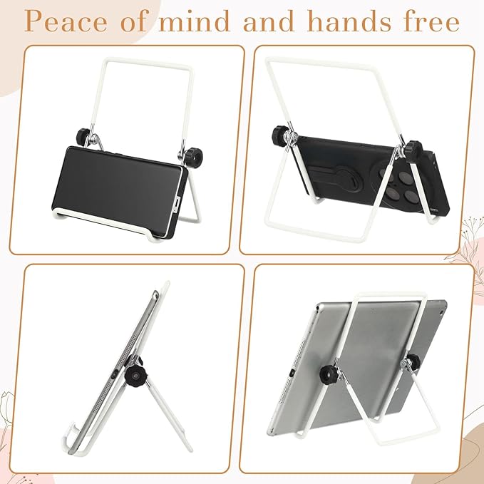 Kenning 24 Pack Adjustable Plate Stands for Display 7.1 Inch White Metal Foldable Easel Book Display Stands Bulk Decorative Plate Holders for Platter Frame Photo Tabletop Art(Double Corners)