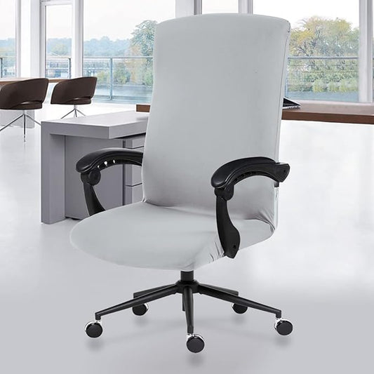 DIVA EN CAMINO DEC Office Chair Cover with Zipper, Stretch Universal Slipcover for Desk or Boss Chair, Light Gray