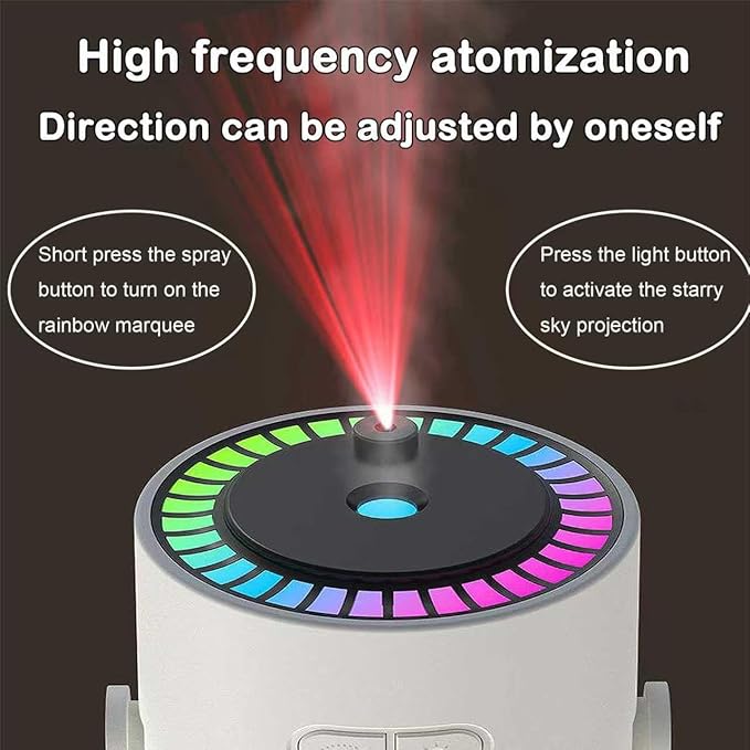 Portable Starry Sky Projection Humidifier, USB Mini Humidifier, 360° Rotating Nozzle, Colorful Lights, Anti-Clogging Technology, Ultra-Quiet Design, Suitable for Offices, Bedroom, Desktops. (01 White)