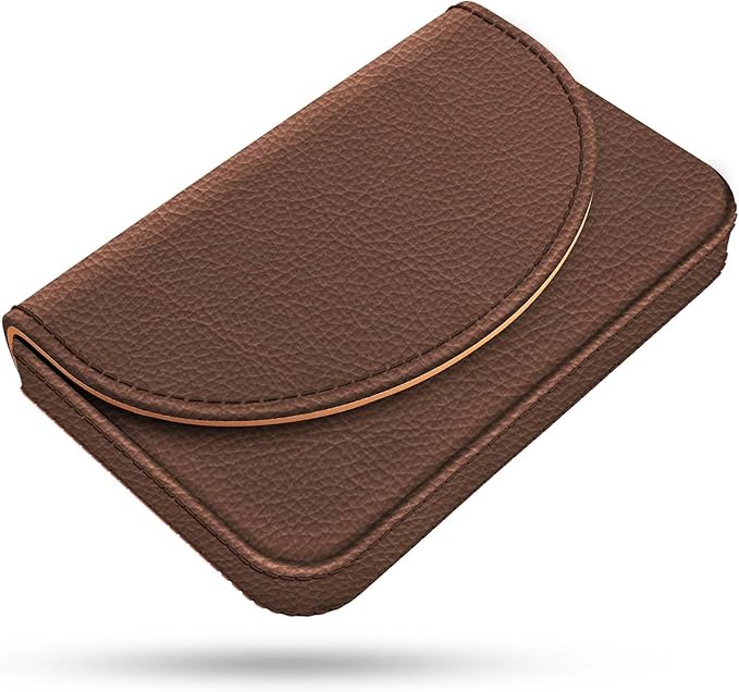 Business Card Holder，PU Leather Business Card Case Color Printing Pattern Card Holder Wallet，Pockets Magnetic Credit Card Holders for Men and Women，Brown