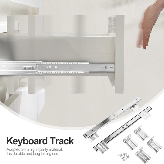 FAVOMOTO Drawer Slides, Underdesk Keyboard Tray Slides Drawer Glides Full Extension Drawer Slides Dresser Glides Keyboard Tray Under Desk Slide for Cabinet Furniture Hardware Accessories