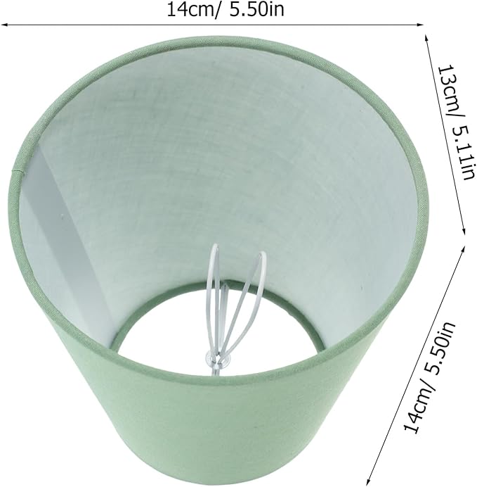 LALAFINA Barrel Lamp Shade Fabric Lampshade Small Lamp Shade Clip on Bulb Cloth Cover for Home Bedroom Living Room, Green