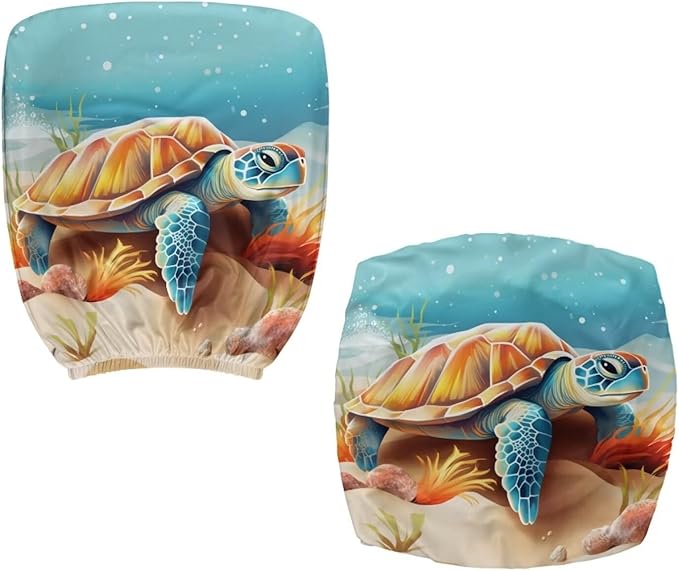 Sea Turtle Office Chair Cover Dust Proof Computer Chair Seat Cover 2 Piece Dorm Computer Rotating Chair Slipcover Office Gift for Women Men Chair Padded Cover Anti-Slip Desk Accessories