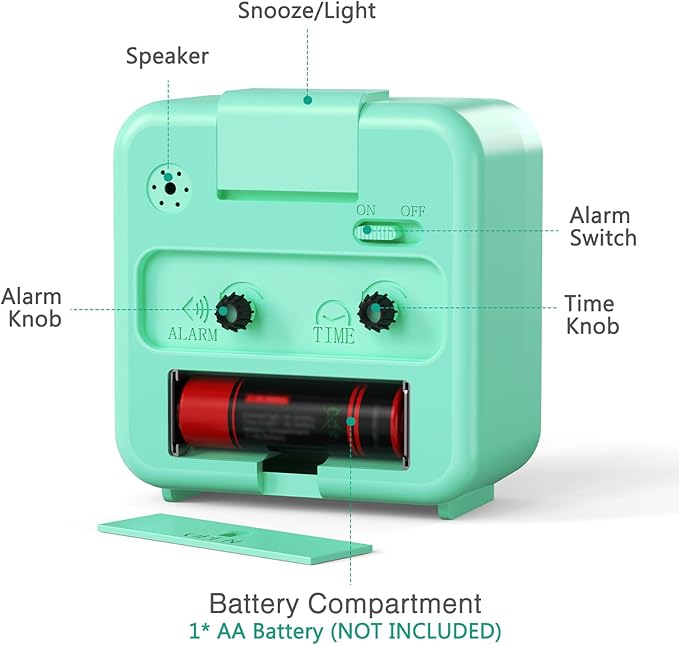 AMIR Analog Alarm Clock, Silent Non Ticking Small Clock, Travel Alarm Clock with Snooze & Light, Ascending Beep Sounds, Battery Operated Loud Alarm Clock for Bedroom, Bedside, Desk