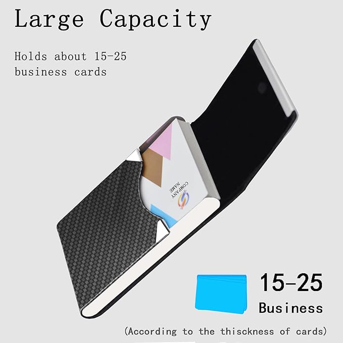 Business Card Holder with Ultra Slim Design,Business Card Case with Premium PU Leather,Suit Pocket Metal Card Holder for Women/Men,Professional Name Card Holder with Magnetic Shut (Black1)