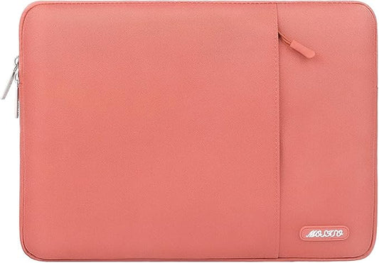 MOSISO Laptop Case 13.3 inch, 13-13.3 inch Laptop Sleeve Compatible with MacBook Air/Pro 13/Pro 14 M5 M4 M3 M2 M1, HP Dell ASUS Lenovo,Polyester Vertical Computer Sleeve Bag with Pocket, Coral