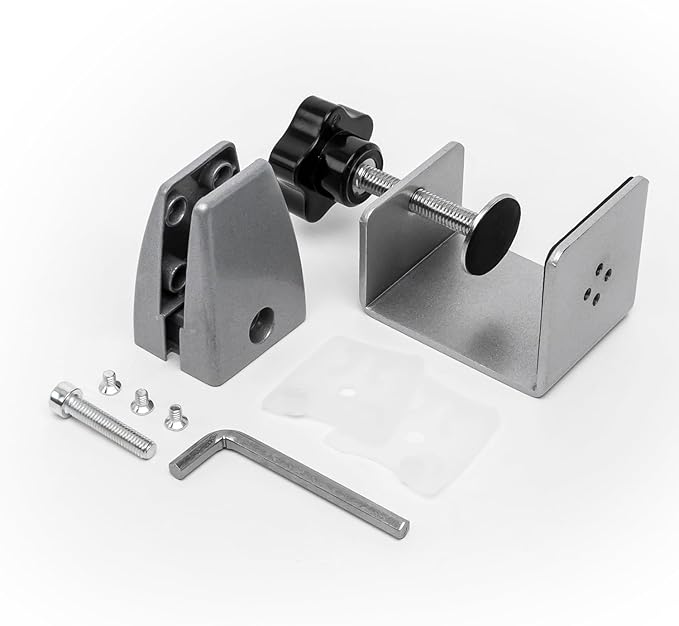 Sneeze Guard Clamp for 1/8"" to 1"" Thick Panel, Adjustable Desk Partition Clip, Aluminum Desktop Divider Clips, Easy to Install Desk Privacy Panel Clips, 4 Pack, GIY-9GM-QVV157