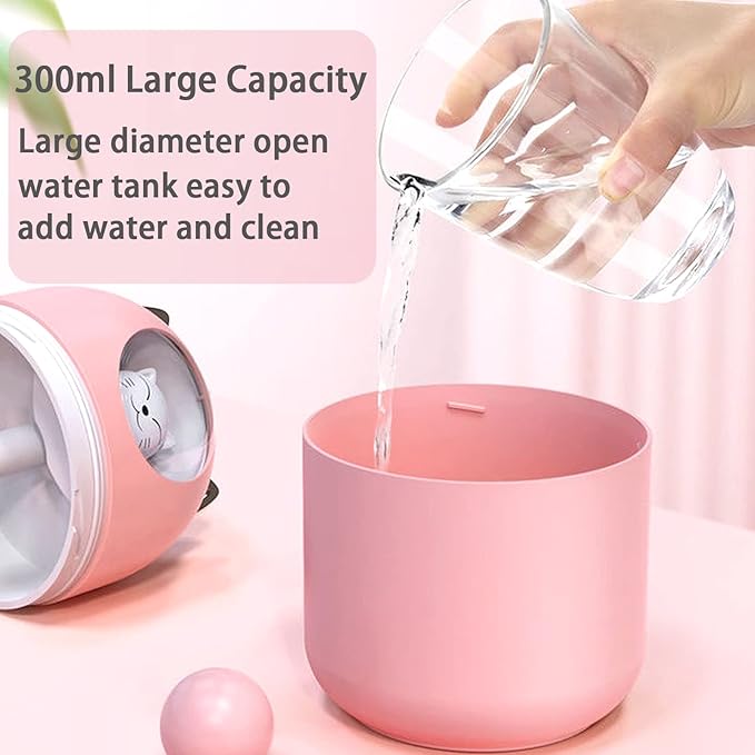Small Humidifier 2PCS Cute Portable Cool Mist Humidifier with 12 Filter Sticks 7 Color Night Light USB Air Humidifiers for Bedroom Office Desk,Car,Travel (Pink+White+12 Filter Sticks)