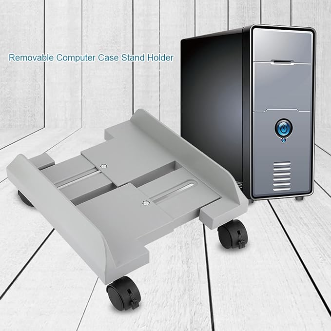 Mobile CPU Stand, Computer Case Holder, Removable Computer Tower Stand Rack with 4 Caster Wheels, for Home, Office Use(White)
