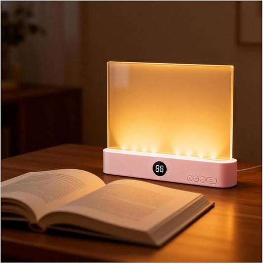 Smart Flat Book Light, Rechargeable Clear LED Reading Lamp with 3 Colors & Timer, 99% Light Transmittance Dimmable Full Page Panel Plate Lamp, Ultra-Clear Transparent Panel Night Reading Lights