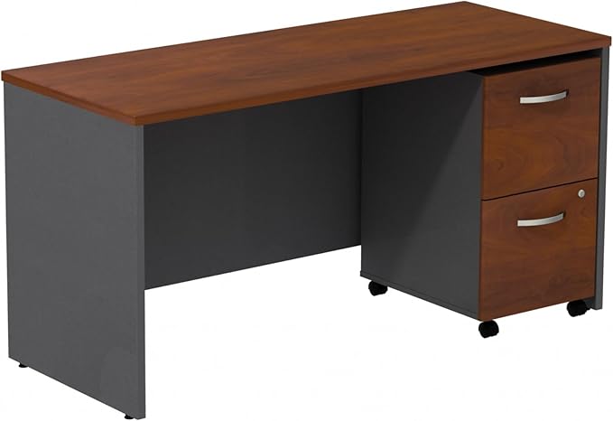 Bush Business Furniture Series C 60W Desk/Credenza Shell with 2-Drawer Mobile Pedestal