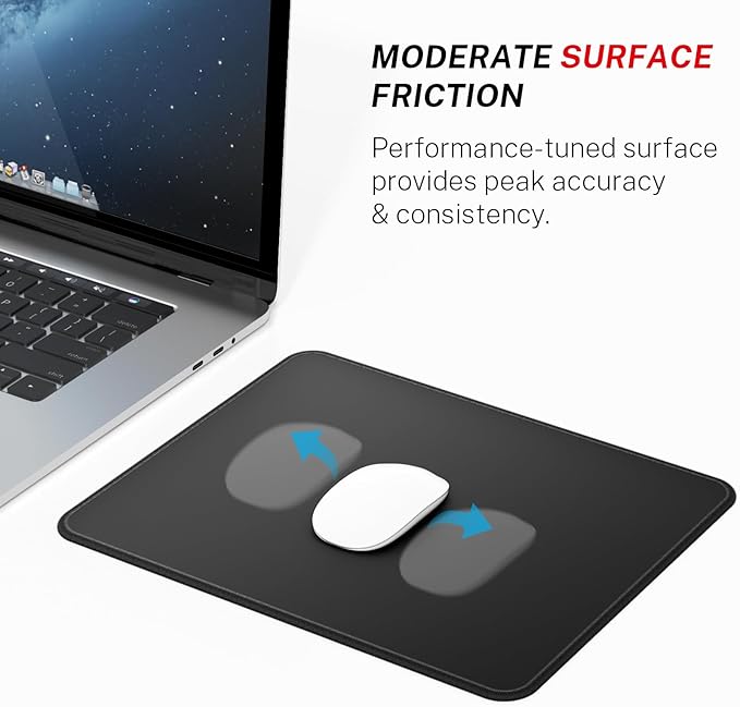 MROCO Large Gaming Mouse Pad [50% Larger] with Non-Slip Rubber Base, Premium-Textured Waterproof Surface, Stitched Edges, Computer & Gaming Mouse Mat for Laptop, Office & Home, 14 x 11 in, Black