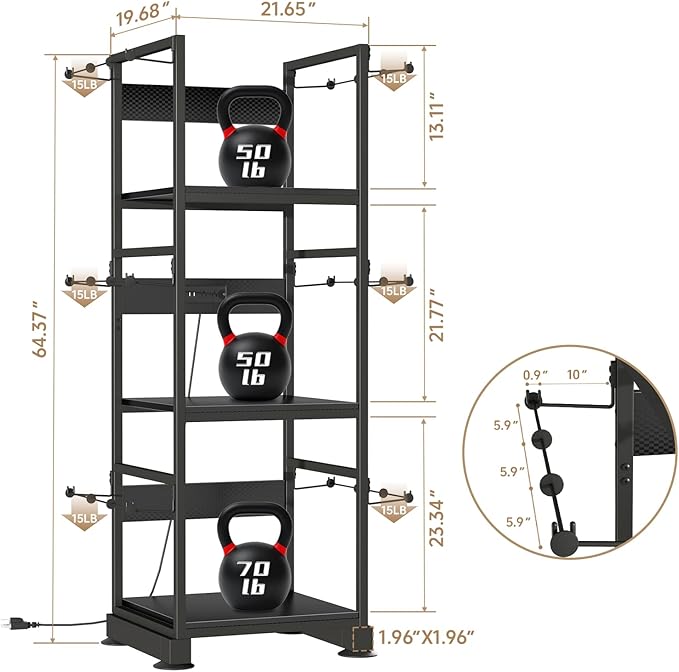 3DPrinter Stand with Filament Storage,3D Printer Rack with Power Outlet,Heavy-Duty 3D Print Storage Shelf for ABS/PLA/TPU Filament Spools,Perfect for 3D Printing Workshops,Carbon Fiber Black