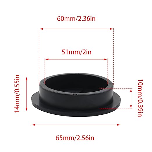 6 Pcs 60mm / 2-3/8 Inch Black Cable Cord Grommets, Rubber Desk Grommets for Table Computer Desk Wire Organizer TV Console and Other Furnitures Cover