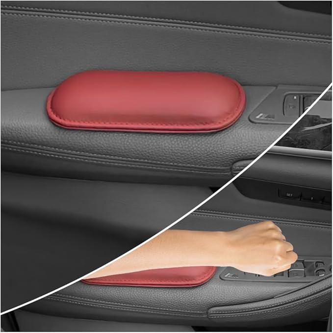 Stacool 2PCS Car Door Armrest Pads,Soft Leather+Memory Foam Car Knee Pads for Arm Support&Protect Elbow and Knee,Universal Car Elbow Pads Car Accessories Interior for Most Vehicles (Red)