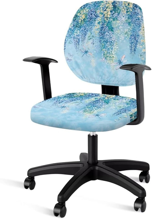 Lavender Dragonfly Office Chair Covers Removable Computer Chair Cover Stretchable Desk Rotating Chair Slipcover Universal Fit for Most Wheelchairs,Gaming Chairs Gifts for Women