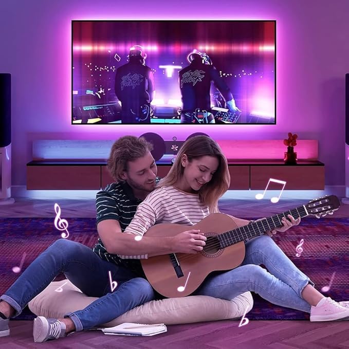 PSTAR LED Lights for TV,6.56ft Music Sync RGB Backlight with Remote & App Control, USB Powered for 32-40 Inch TVs, Gaming Monitors, PC, Bedroom