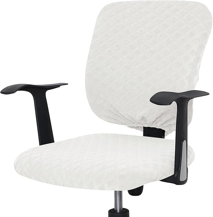 Office Chair Cover Universal Rotating Chair Slipcovers Stretch Removable Protector Computer Chair Seat Cover (Cream White, Chair Seat Cover + Backrest Cover)