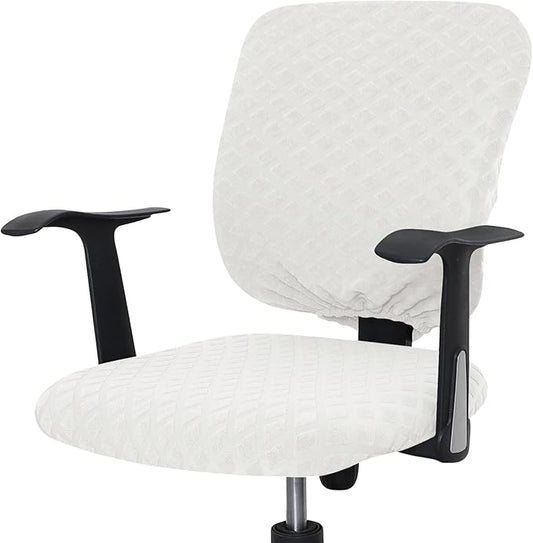 Office Chair Cover Universal Rotating Chair Slipcovers Stretch Removable Protector Computer Chair Seat Cover (Cream White, Chair Seat Cover + Backrest Cover)