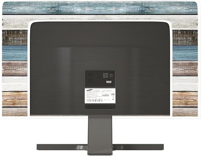 Retro Old Wood Board Waterproof Screen TV Dust Cover 50,51,52 Inch Weatherproof Dust-Proof Television Covers Sleeve Compatible with LCD LED PC Desktop and Home Hanging TV Decorations