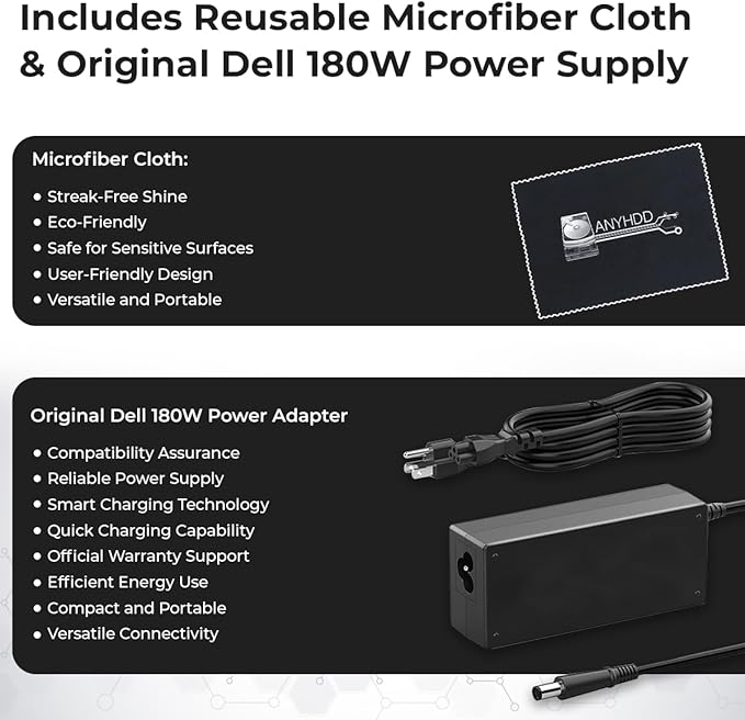 WD19S Docking Station 180W (130W Power Delivery) - Docking Station Dual Monitor, Dock Station with 180W Power Supply + HDMI Cable + DisplayPort Cable + USB-C Cable + Microfiber Cloth (Renewed)