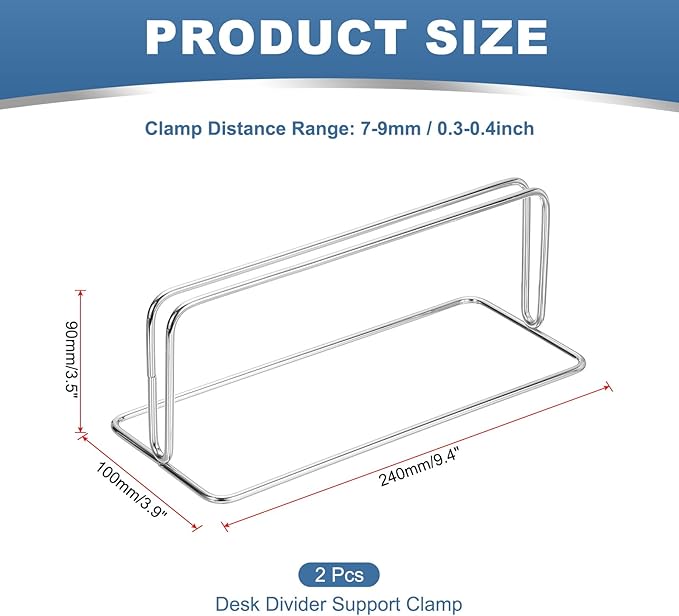 PATIKIL Baffle Desk Divider Clamp, 2 Pcs Punch-Free Base Desk Shield Clamp Desk Divider Partition Clamp Privacy Panel Bracket Holder for DEST Partition Support Office, Silver
