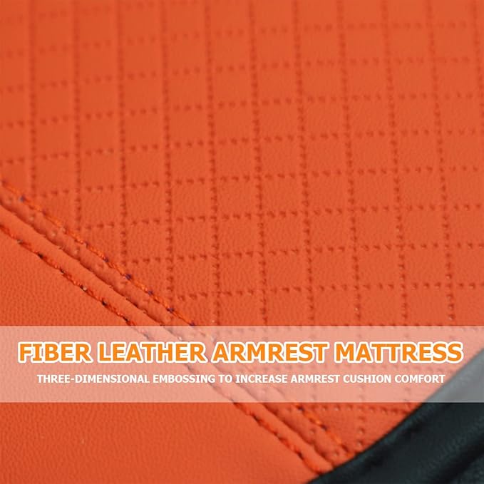 8sanlione Car Armrest Storage Box Mat, Fiber Leather Car Center Console Cover, Car Armrest Seat Box Cover Accessories Interior Protection for Most Vehicle, SUV, Truck, Car (Orange)