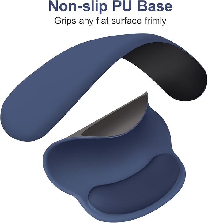 MOSISO Wrist Rest for Keyboard Mouse Pad Set, Large Gaming Deskpad&Circle Curved Mousepad&Keyboard Wrist Rest&Coaster, Ergonomic Non-Slip Mousepad&Easy Typing Pad with Silicone Lining, Navy Blue