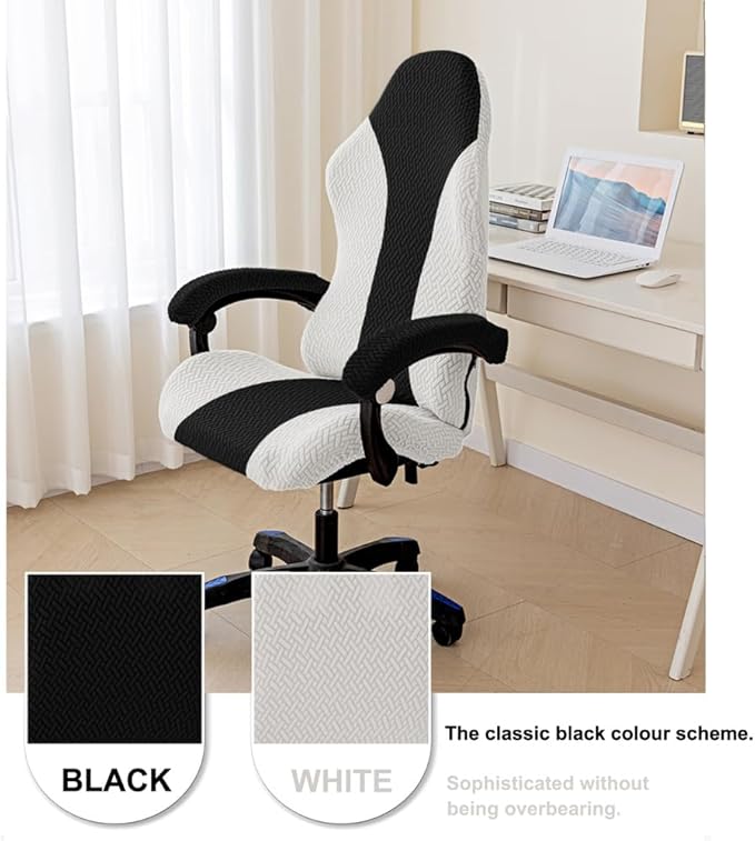 Gaming Chair Cover - Stretchable Machine Washable Fabric Computer Chair Seat Slipcovers Fits Most Office/PC Chairs & Racing Style Seats (NO Chair),Black b