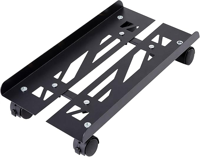 Mobile PC Stand, Adjustable Metal Computer Tower Stand, PC Floor Stand with 4 Locking Caster Wheels, PC Tower Stand, CPU Holder, PC Cart PC Riser Fits Most PC for Gaming Office Desk