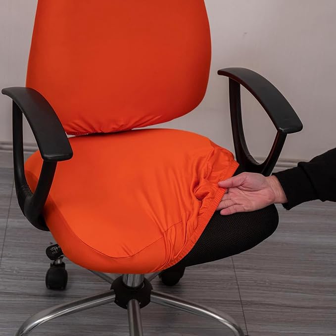Melaluxe Computer Office Chair Covers, Protective & Stretchable Universal Chair Cover, Stretch Rotating Chair Slipcover (Orange)