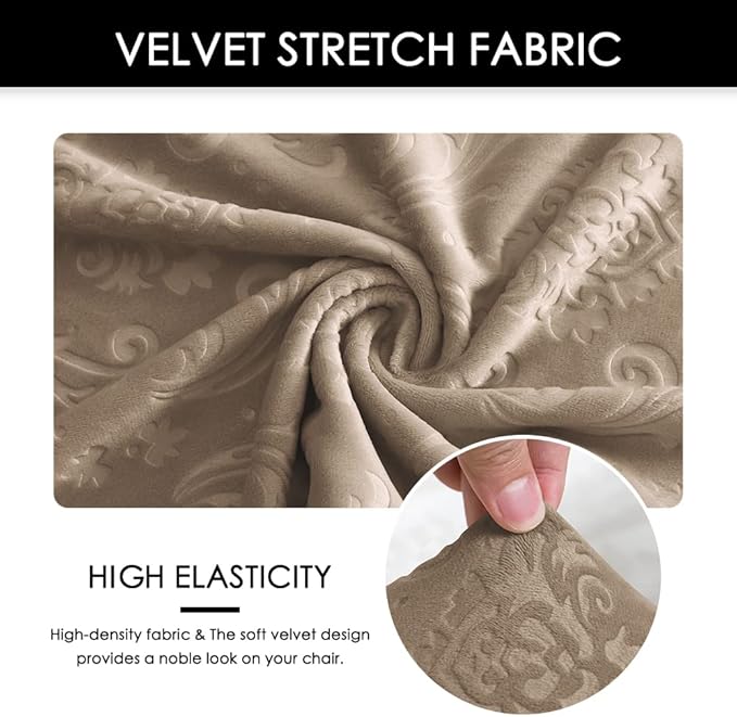 Criss Cross Chair Cover Armless Chair Slipcover Office Desk Chair Covers Velvet Embossing Mid Back Wide Seat Accent Chair Covers for Computer Chairs and Vanity Chairs(Velvet-Camel)