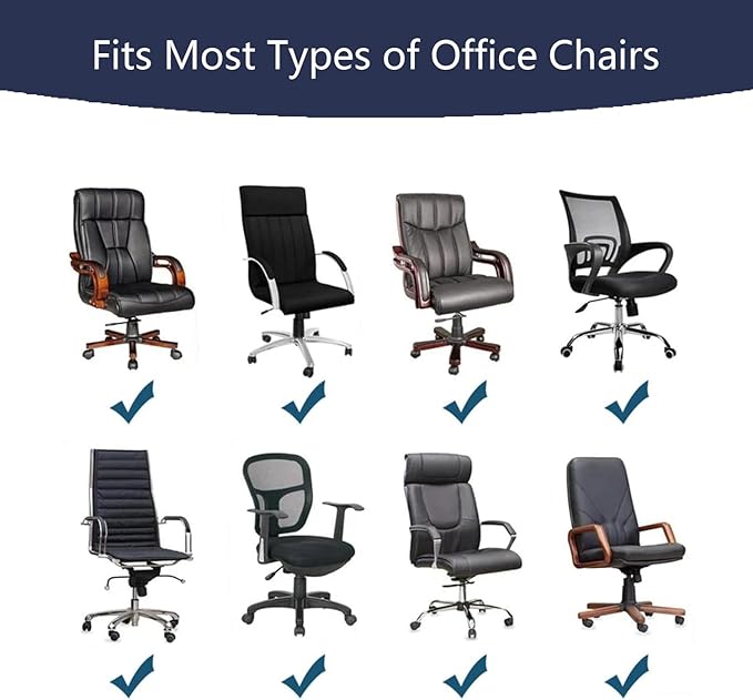 Office Chair Cover,Removable Desk Chair Cover with Zipper,Stretch Anti-dust Universal Rotating Office Seat Slipcover,Washable High Back Computer Seat Protector for Pets (Navy, Large)